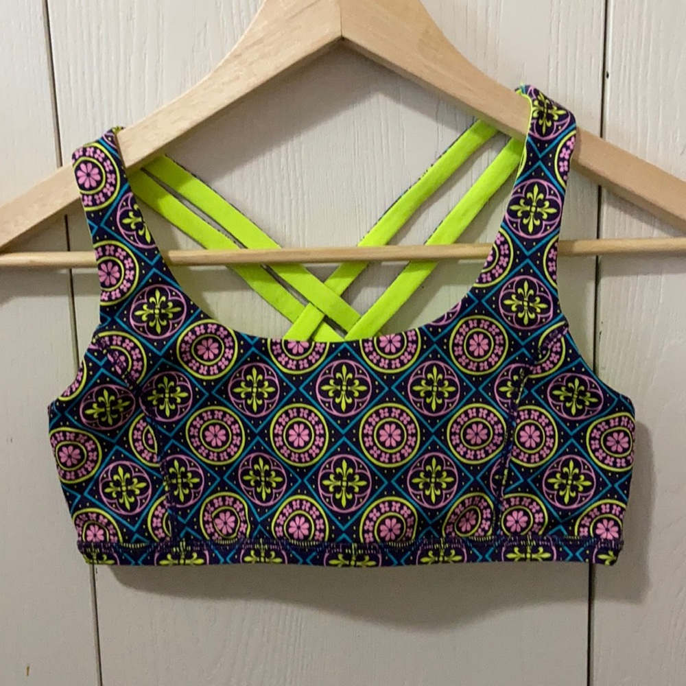 Ivivva Reversible Neon Yellow/Purple Sports Bra